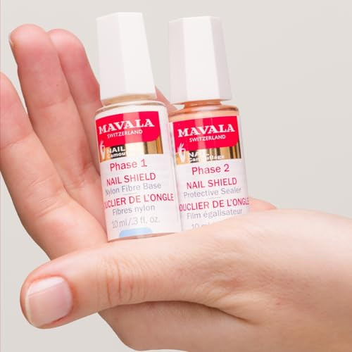 Mavala Nail Shield 2 Count Phase 1 & 2 Clear Nail Polish Top Coat Nail Strengthener Nail Growth & Nail Hardener Treat Nail Care And Repair For Brittle Or Split Nails