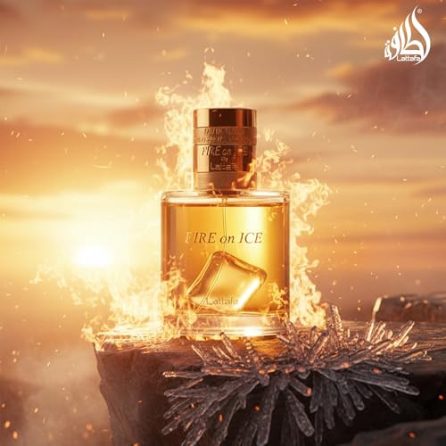 Lattafa Fire On Ice Fruity Spicy Woody Ambery Eau De Parfum Spray Long-Lasting Fragrance For Unisex 3.71 Ounce / 110 Ml