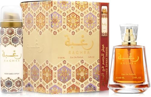 Lattafa Raghba 2-Piece Set For Unisex (3.4 Oz Eau De Parfum Spray + 1.7 Oz Perfumed Deodorant Spray)