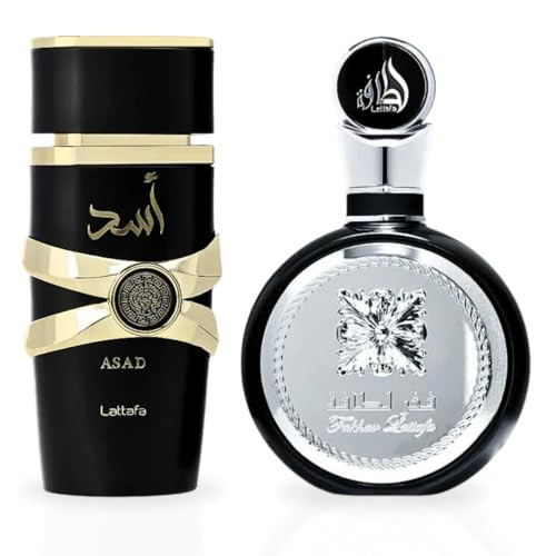 Lattafa Asad & Fakhar For Men Eau De Parfum 100Ml Each (3.4 Oz) | Long-Lasting Masculine Fragrance Set | Powerful Spicy Woody And Fresh Scents