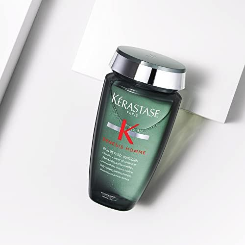 Kerastase Genesis Homme Bain De Force Shampoo For Men - Deep Cleansing & Hydrating For Weakened Hair & Beard 8.5 Fl Oz