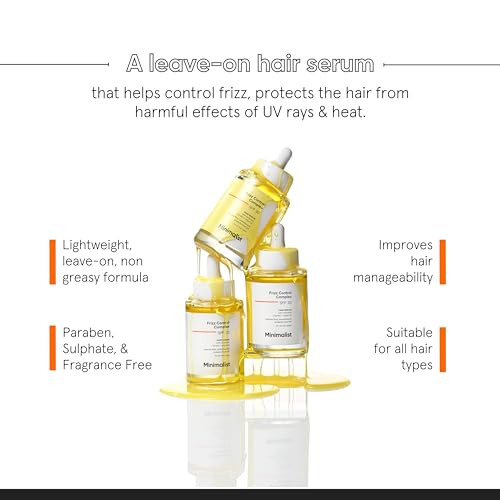 Minimalist Frizz Control Complex With Keratin Argan Oil & Ceramide | Smooths Adds Shine Controls Frizz & Protects From Heat And Uv | For All Hair Types | 1.69 Fl Oz / 50 Ml