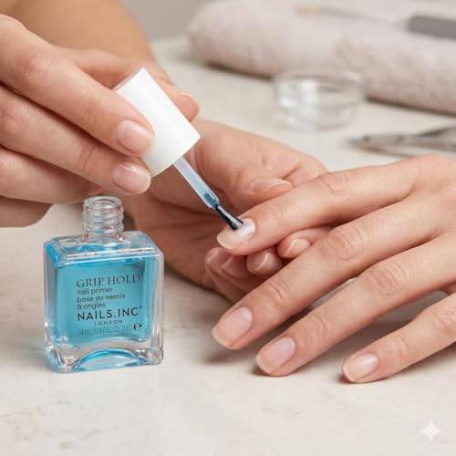 Nails Inc Grip Hold Primer Base Coat With Aha's Advanced Polish Adhesion Color Locking Formula Improves Nail Lacquer Long Wear Smoothening Care Priming Base Coat 0.47 Fl Oz
