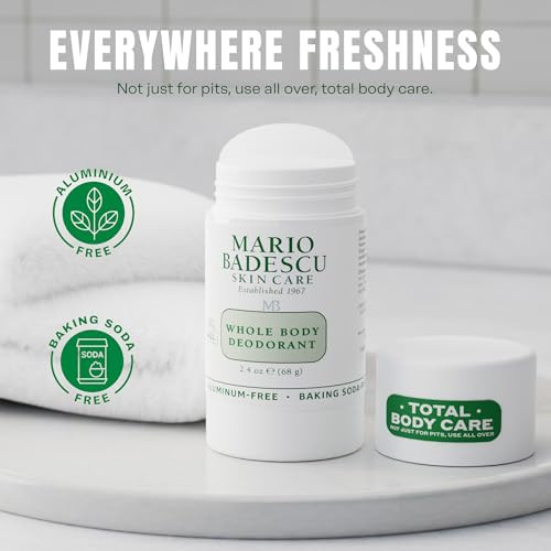 Mario Badescu Whole Body Deodorant For Women And Men Baking Soda & Aluminum Free Lightweight All Over Deodorant Full Body Odor Eliminator For Travel & Daily Use Non-Irritating 2.4 Oz