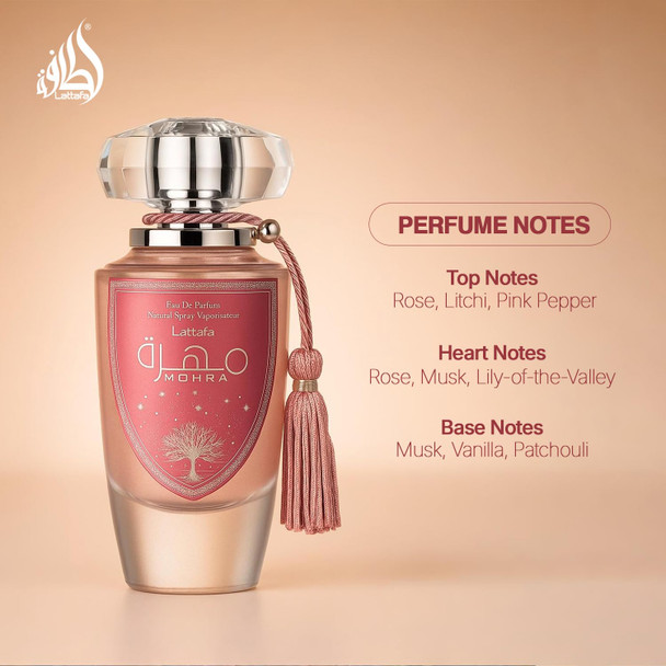Lattafa Mohra Silky Rose For Women Eau De Parfum Spray 3.4 Ounce / 100 Ml