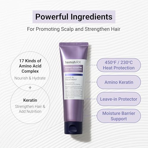 Heimish Rx Amino Keratin Heat Protecting Leave In Treat - Heat Protectant Cream Leave-In Styling Hair Cream Treat For Damaged Hair Strengthening Frizz Control 150Ml (5.07 Fl. Oz)