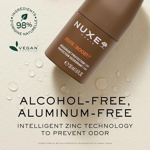 Nuxe Men Aluminum Free Deodorant Extra Strength 24 Hour Alcohol Free Odor Protection Fast-Drying Formula Woody & Spicy Scent 1.6 Oz