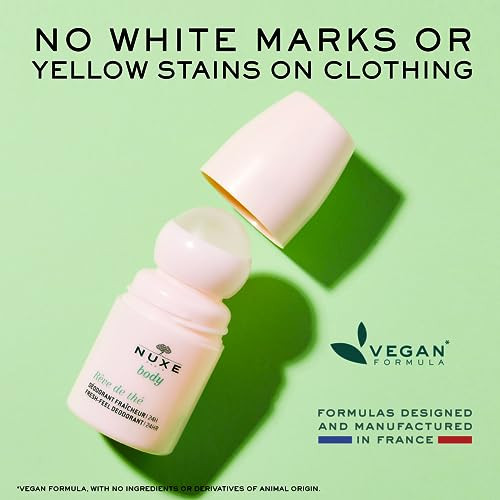 Nuxe Aluminum-Free Roll-On Deodorant With Green Tea R Ve De Th Natural 24-Hour Odor & Sweat Protection Roller Quick-Dry Comfort For Women 1.6 Fl Oz