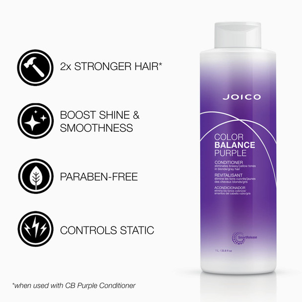 Joico Color Balance Purple Shampoo & Conditioner Set Eliminate Brassy And Yellow Tones For Cool Blonde Or Gray Hair