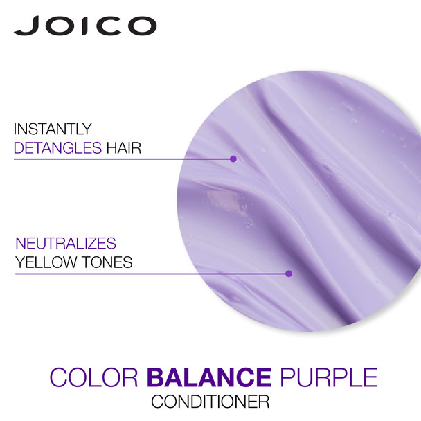 Joico Color Balance Purple Shampoo & Conditioner Set Eliminate Brassy And Yellow Tones For Cool Blonde Or Gray Hair