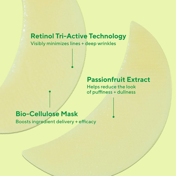 Murad Retinol Youth Renewal Eye Masks No-Slip Full Absorption Bio-Cellulose Under Eye Patches With Retinol Blue Agave & Passionfruit For Lines Wrinkles Puffiness
