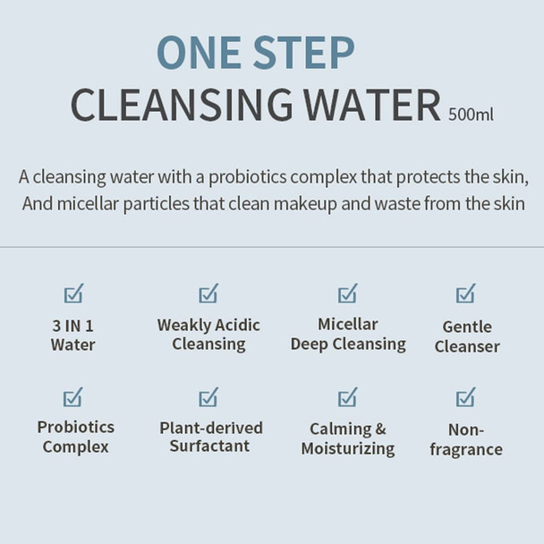 Mizon Micellar Cleansing Water With Probiotics Facial Cleanser Makeup Remover Natural Ingredients For Sensitive Skin (1 Pack 16.9 Fl Oz)