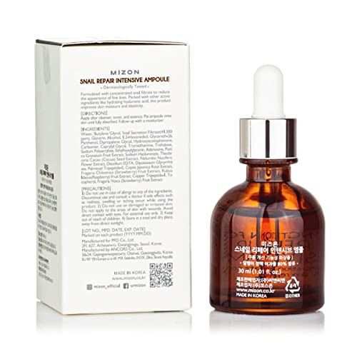 Mizon Snail Repair Intensive Ampoule & Black Snail All In One Cream. Moisturizing Anti-Aging Blemish Care Skin Regeneration