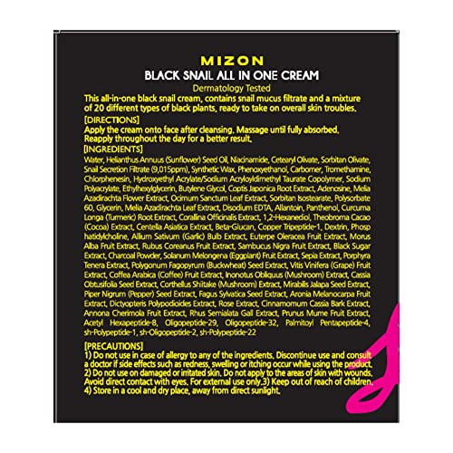 Mizon Snail Repair Intensive Ampoule & Black Snail All In One Cream. Moisturizing Anti-Aging Blemish Care Skin Regeneration