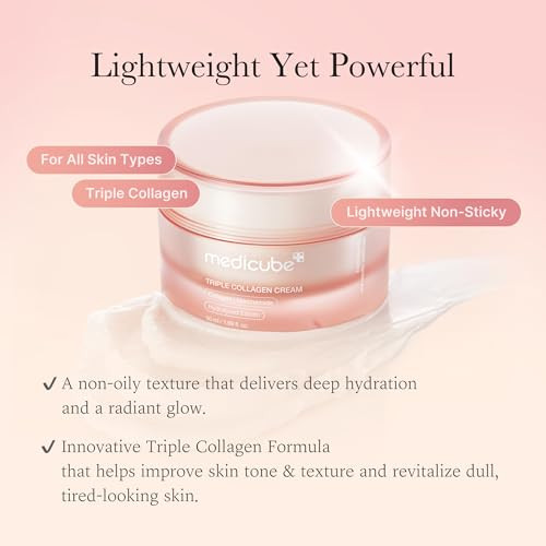 Medicube Triple Collagen Prep And Glow Duo: Triple Collagen Cream And Triple Collagen Toner | Hyaluronic Acid Premium Elastin For Boosting Skin's Moisture Barrier | Korean Skincare