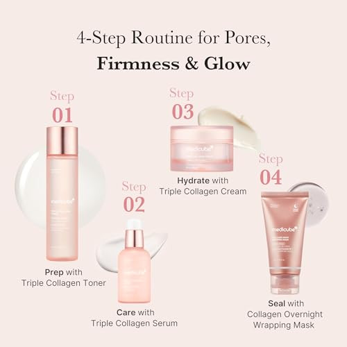 Medicube Triple Collagen Prep And Glow Duo: Triple Collagen Cream And Triple Collagen Toner | Hyaluronic Acid Premium Elastin For Boosting Skin's Moisture Barrier | Korean Skincare