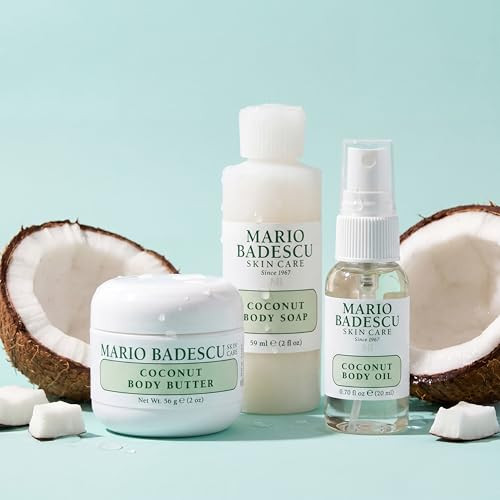Mario Badescu Coconut Body Travel Trio Coconut Body Wash Body Butter & Body Oil Spray With Shea Butter Argan Oil & Aloe For Soft Smooth Nourished Radiant Skin
