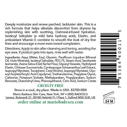 Mario Badescu Kera Face Moisturizer For Women And Men Ideal Facial Moisturizer For Dry Or Sensitive Skin Oatmeal And Lemongrass Extract-Infused Moisturizer Face Cream 2 Fl Oz