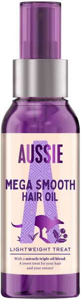 Aussie Smooth Hair Oil with Coconut Oil, Macadamia Nut Oil and Safflower oil. 3 Miracle Hair Oil for frizzy hair, 100ml
