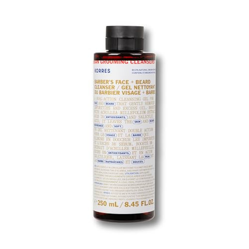 Korres Athenian Grooming Cleansing Gel For Face & Beard Deep Cleanser With Achillea Millefolium Extract & Salicylic Acid Removes Oil & Dirt Vegan Silicone & Paraben Free Matte Finish 8.45 Fl Oz