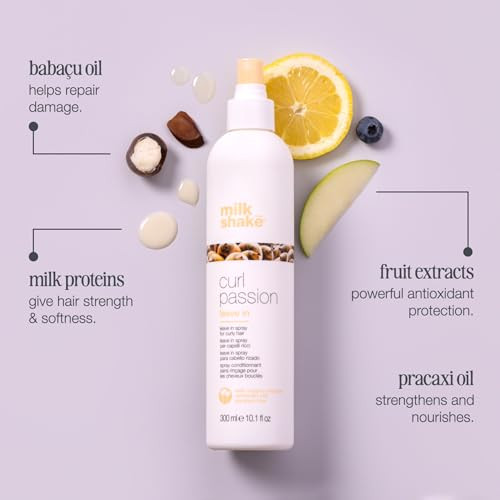 Milk_Shake Curl Passion Leave-In Conditioner | Moisturizing Leave-In For All Curl Types | Detangles Softens & Adds Bounce | With Babassu Oil Praxcai Oil Quinoa & Milk Proteins 10.1 Fl Oz / 300 Ml