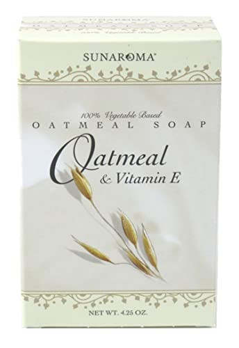 Sunaroma Oatmeal Soap With Vitamin E (4.25 Oz) - 100% Vegetable Based Soap - Great For Sensitive Or Eczema Prone Skin - Made In The Usa Sulfate Free