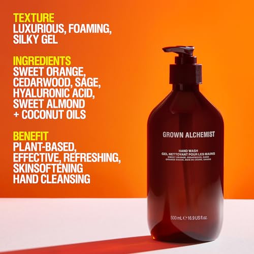 Grown Alchemist Hand Wash Refill: Tasmanian Pepper Tangerine Chamomile Gentle Hydrates And Cleanses Skin 33.8 Ounce (1L).