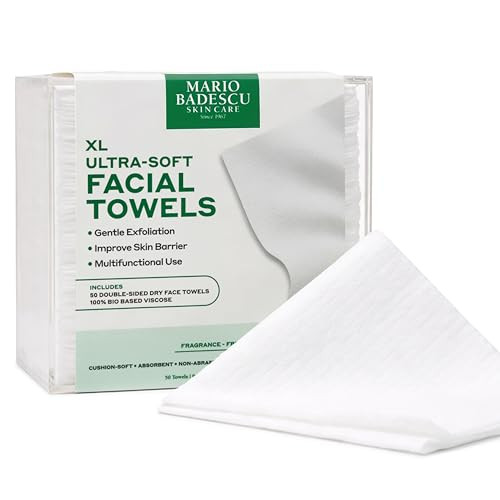 Mario Badescu Ultra-Soft Disposable Face Towels Xl 50 Count Double-Sided Dry Facial Towels Smooth & Textured 100 Bio-Based Viscose Wipes For Cleansing Makeup Removal & Skincare
