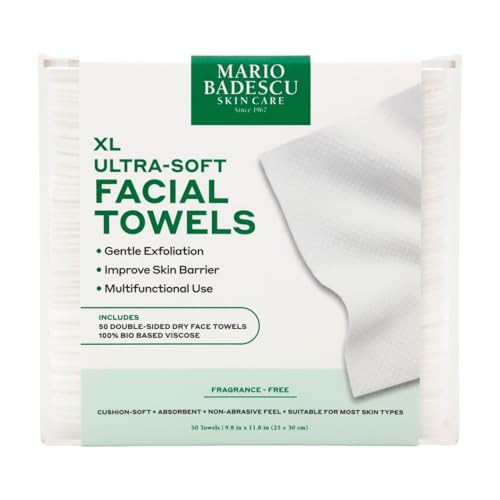 Mario Badescu Ultra-Soft Disposable Face Towels Xl 50 Count Double-Sided Dry Facial Towels Smooth & Textured 100 Bio-Based Viscose Wipes For Cleansing Makeup Removal & Skincare