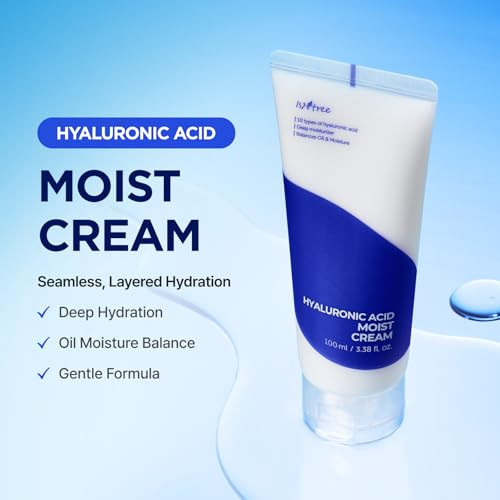 Isntree Hyaluronic Acid Moist Cream | Korean Face Moisturizer With Hyaluronic Acid | Deep Hydration Fragrance-Free Moisturizer For Dry Skin 3.38 Fl Oz
