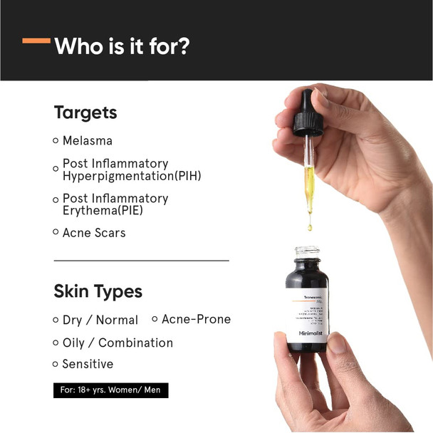 Minimalist Tranexamic Acid Serum + Hpa To Reduce Dark Spots Melasma Pie Pih | For Smoother & Even Looking Skin| For Women & Men | 1 Fl Oz / 30 Ml