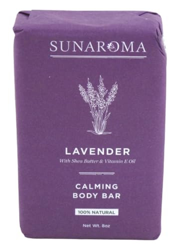 Sunaroma Soap Bar Lavender Shea + Vitamin E Oil 8 Ounce (Pack Of 2)