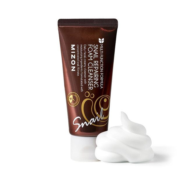 Mizon Snail Repairing Foam Cleanser Face Wash With Snail Mucin For Pores And Blackheads With Moisturizing Formula Korean Skincare (2.02 Fl Oz)