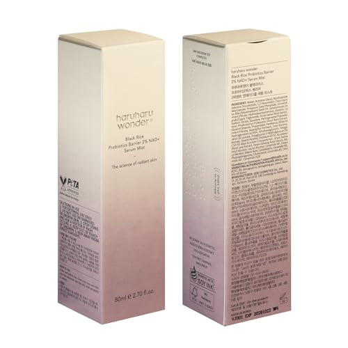 Haruharu Wonder Black Rice Probiotics 2% Nad+ Serum Mist Ultra-Fine Mist Hydrating & Plumping Barrier Support Sensitive Skin Ceramide Korean Skincare Vegan 2.70 Fl.Oz