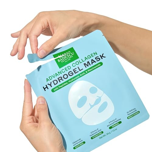 Mario Badescu Advanced Collagen Hydrogel Mask Set Of 3 | Face Mask With Peptides Hyaluronic Acid & Niacinamide For Hydrating Firming Brightening & Soothing Skin