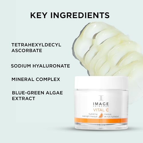Image Skincare Vital C Hydrating Overnight Masque Revitalizing Sleeping Facial Mask With Blue-Green Algae Extract And Hyaluronic Acid 2 Oz