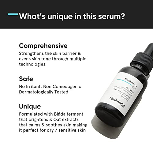 Minimalist 5% Niacinamide Serum With Hyaluronic Acid For Clear Skin | Reduces Blemishes/Acne Marks Pore Minimizer Repairs & Soothes Skin | For Women & Men | 1 Fl Oz / 30 Ml