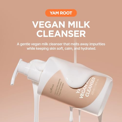 Isntree Yam Root Vegan Milk Cleanser | Korean Facial Cleanser With Yam Root | Hydrating Milky Cleanser For Sensitive Skin Gentle & Creamy 7.43 Fl Oz
