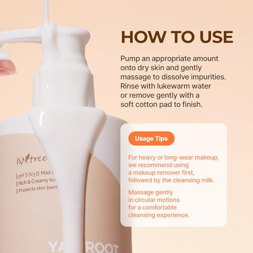Isntree Yam Root Vegan Milk Cleanser | Korean Facial Cleanser With Yam Root | Hydrating Milky Cleanser For Sensitive Skin Gentle & Creamy 7.43 Fl Oz