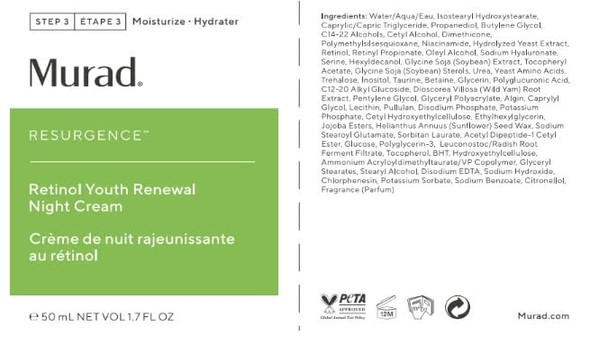 Murad Retinol Youth Renewal Night Cream - Anti-Aging Moisturizer With Retinol Tri-Active Technology And Niacinamide Gently Fights Wrinkles And Fine Lines Boosts Radiance And Firms Skin - 1.7 Fl Oz