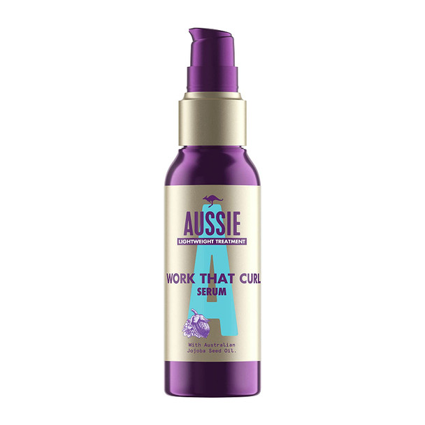 Aussie Hair Serum For Curly Hair, Curl Cream With Australian Jojoba Seed Oil, Curly Hair Products, Hair Oil, Work That Curl, Curling Cream Protects Natural Curly Hair And Amps Up Curls, 90 ml