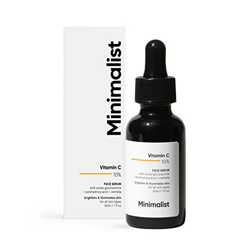 Minimalist 10% Advanced Vitamin C Serum For Glowing Skin | Brightening & Dark Spot Treat | Treats Uneven Skin Tone Dullness & Uv Damage | Daily Face Serum (Stable Vitamin C) | 30Ml/1 Fl Oz