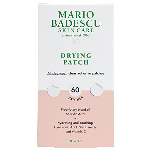 Mario Badescu Drying Patch Blemish Covering Invisible Spot Treat Absorbing All Day Polymer Adhesion With Vitamin C Vegan & Cruelty Free Strong Hold (60 Patches 12Mm) Clear