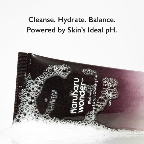 Haruharu Wonder Black Rice Moisture 5.5 Soft Cleansing Gel Gentle Daily Cleanser Low 5.5Ph Moisture Balance Soap Free For Sensitive Skin Vegan Cruelty-Free 3.4 Fl.Oz