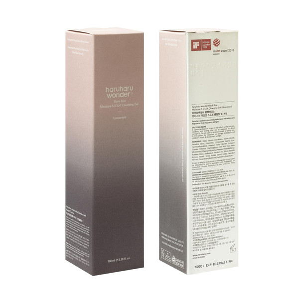 Haruharu Wonder Black Rice Moisture 5.5 Soft Cleansing Gel Gentle Daily Cleanser Low 5.5Ph Moisture Balance Soap Free For Sensitive Skin Vegan Cruelty-Free 3.4 Fl.Oz