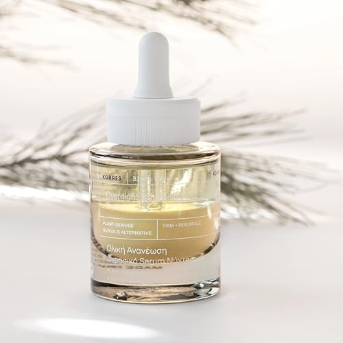 Korres Black Pine Night Serum For Face Mature Skin With Plant-Derived Glycolic Acid Alternative Bi-Phase Treat To Smooth & Firm Skin Vegan Facial Serum 1.01 Fl Oz