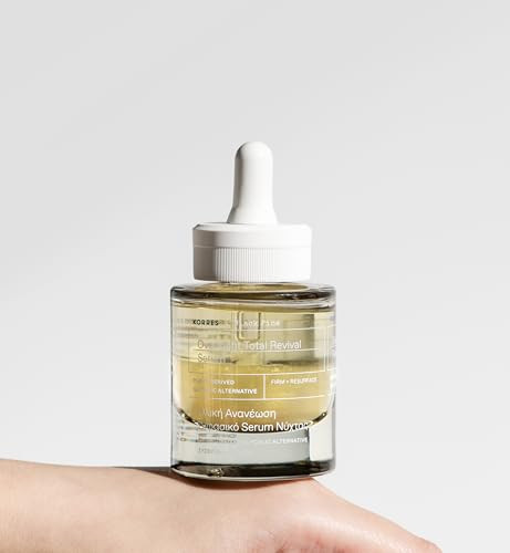 Korres Black Pine Night Serum For Face Mature Skin With Plant-Derived Glycolic Acid Alternative Bi-Phase Treat To Smooth & Firm Skin Vegan Facial Serum 1.01 Fl Oz