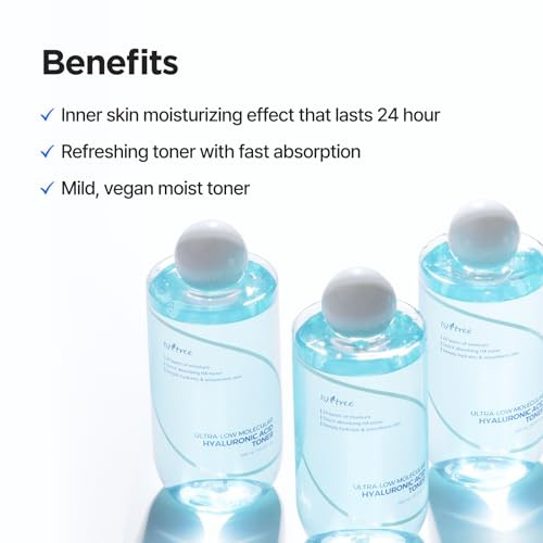 Isntree Ultra-Low Molecular Hyaluronic Acid Toner 500Ml 10.14 Fl Oz + Ultra-Low Molecular Hyaluronic Acid Serum 50Ml 1.69 Fl Oz