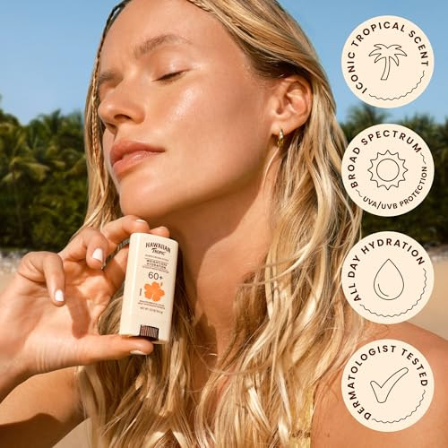 Hawaiian Tropic Weightless Hydration Sunscreen Stick Spf 60+ | Travel Size Sunscreen For Face And Body Mini Sunblock Stick Beach Essentials Oil Free Non Comedogenic Dermatologist Tested 0.5Oz