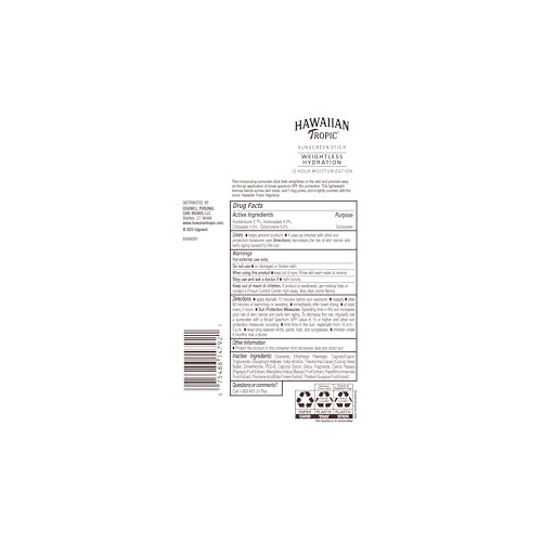 Hawaiian Tropic Weightless Hydration Sunscreen Stick Spf 60+ | Travel Size Sunscreen For Face And Body Mini Sunblock Stick Beach Essentials Oil Free Non Comedogenic Dermatologist Tested 0.5Oz